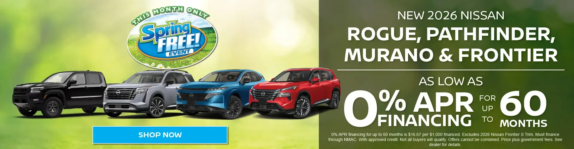 New 2026 Nissan Rogue, Pathfinder, Murano & Frontier